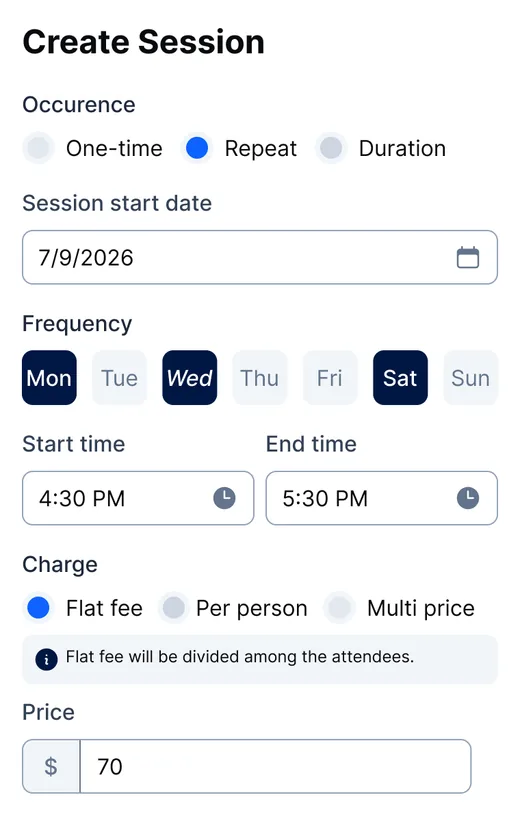 Repeat scheduling feature illustration